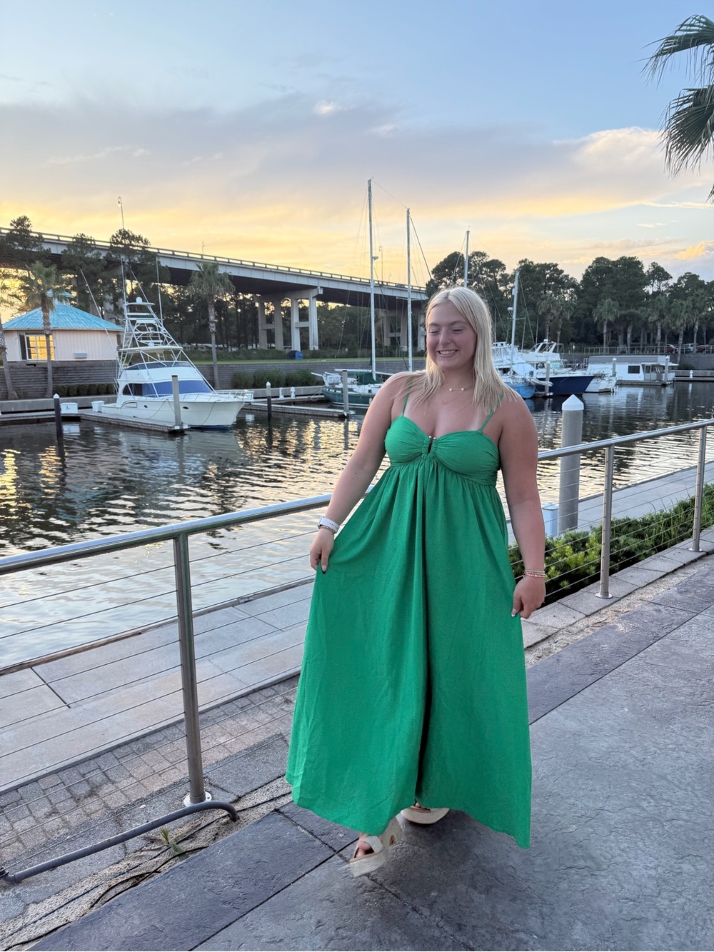 Green Spaghetti Strap Maxi Dress